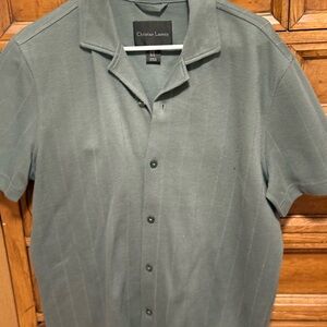 Christian Lacroix Men's Casual Teal Button Down Shirt